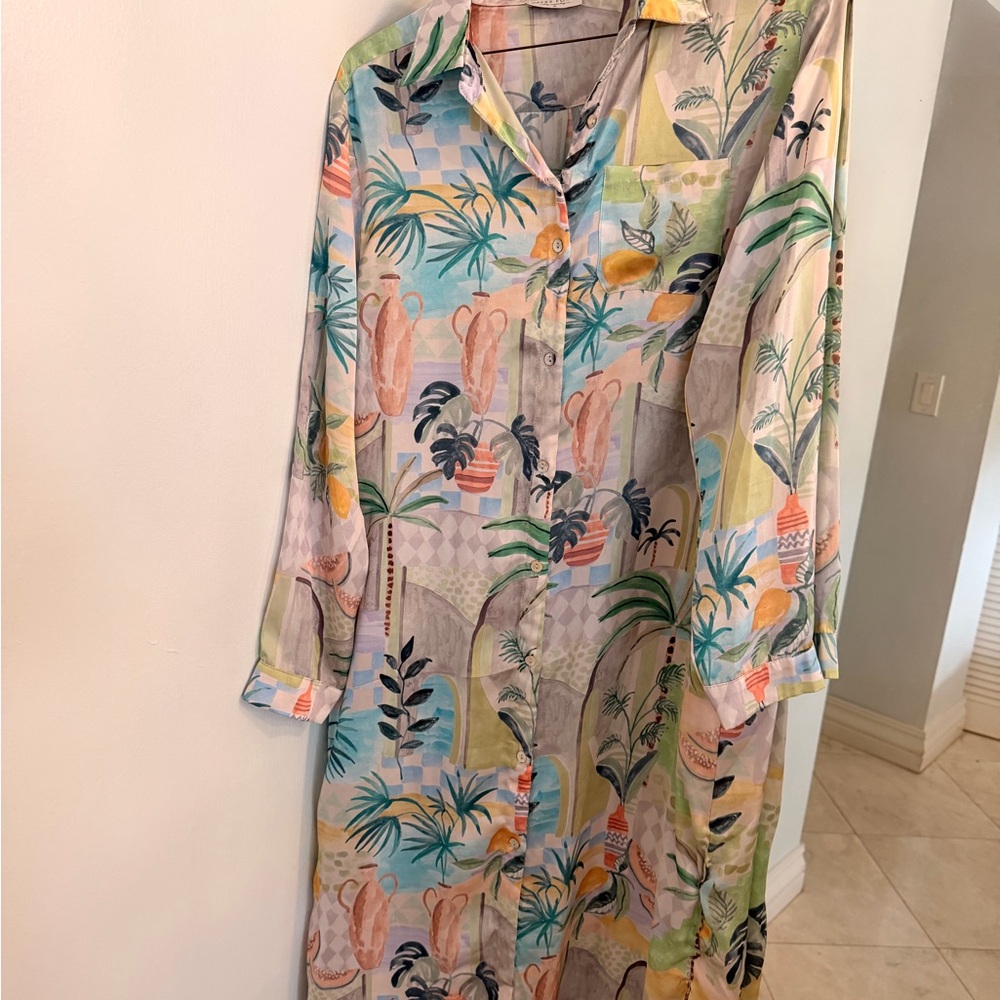 Dress Forum Multicolor Tropical Long Sleeve Dress